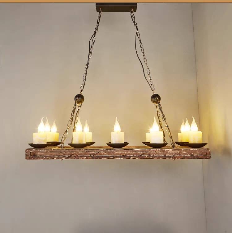 Austin Farmhouse Candle Metal/Glass/Wood Chandelier - Lumpaz