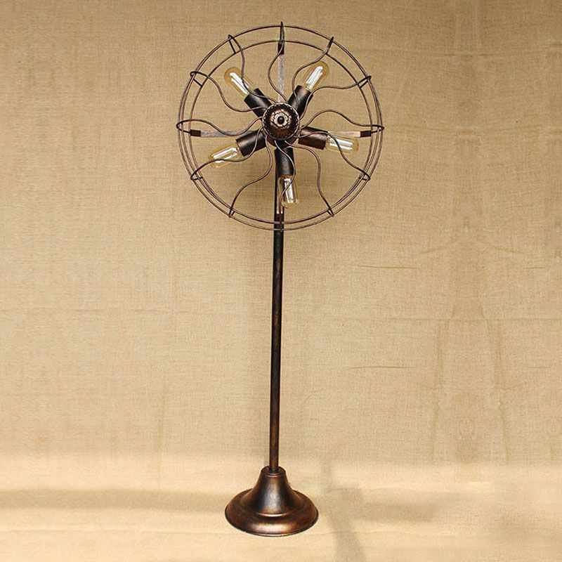Alessio Creative Vintage Scalloped Design Metal Floor Lamp, Brown - Lumpaz