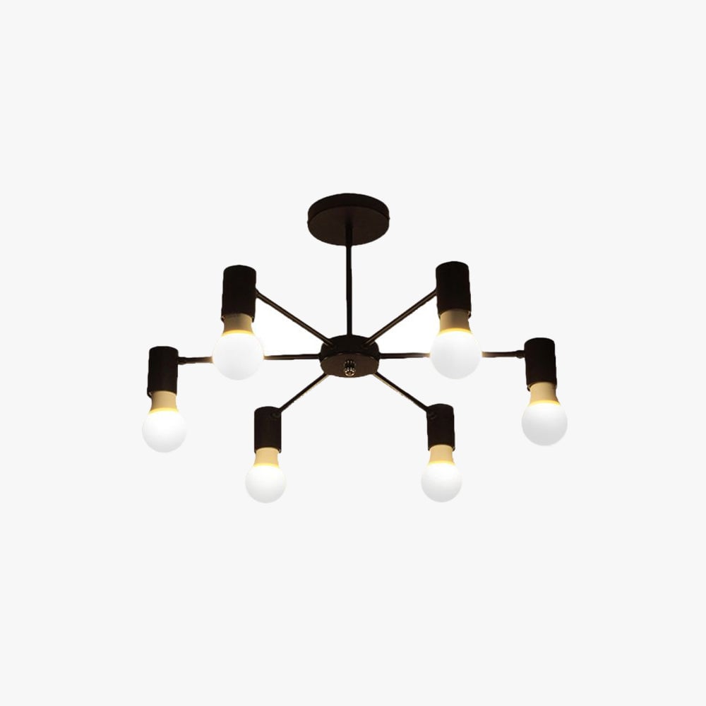 Valentina Industrial Semi Metal Flush Mount Ceiling Light, Black/White, Living Room - Lumpaz