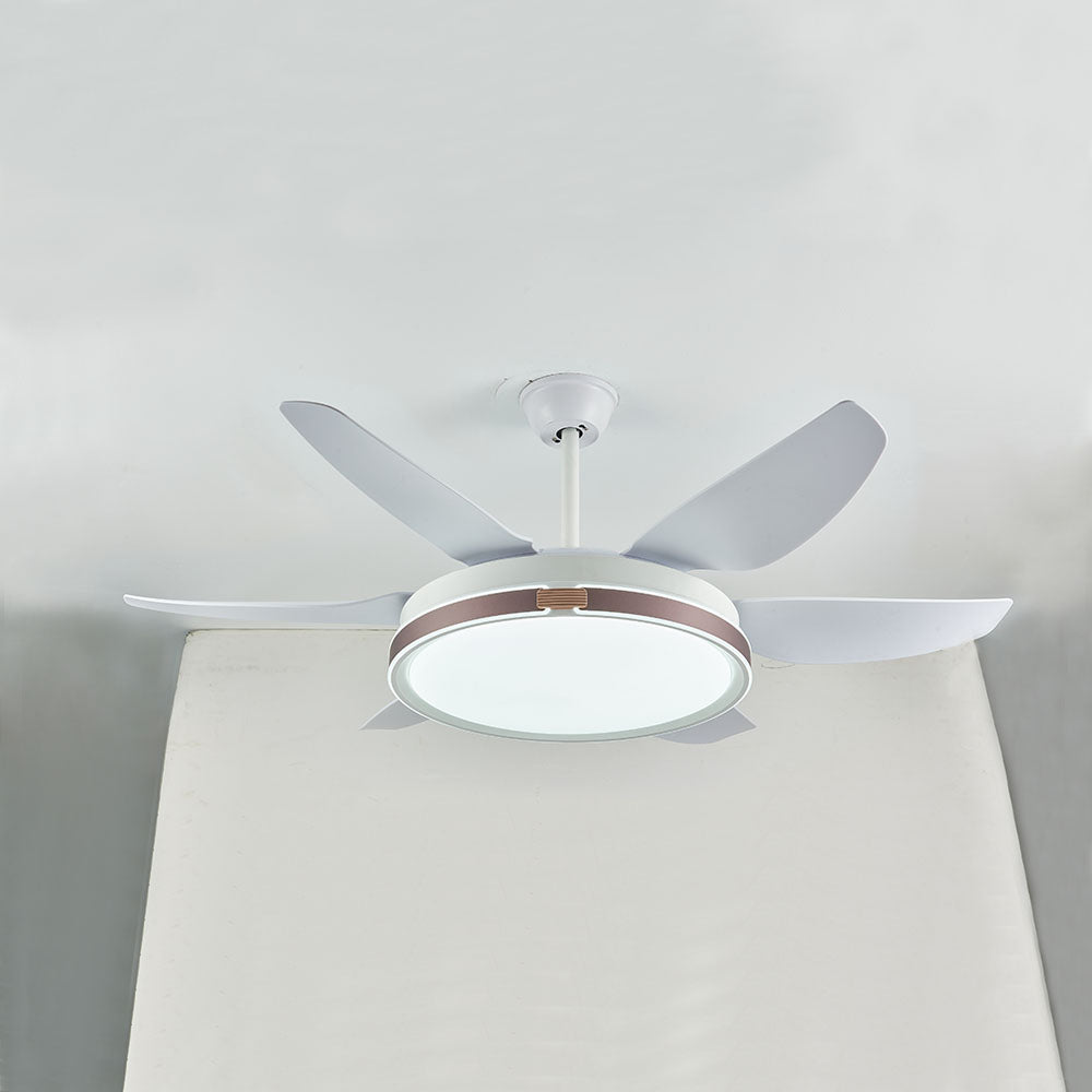 Haydn Modern 6-Blade DC Ceiling Fan with Light, White, 51'' - Lumpaz