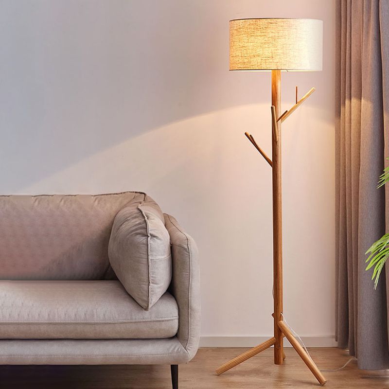 Muto Floor Lamp Japanese Tree, Beige, Fabric/Wooden - Lumpaz