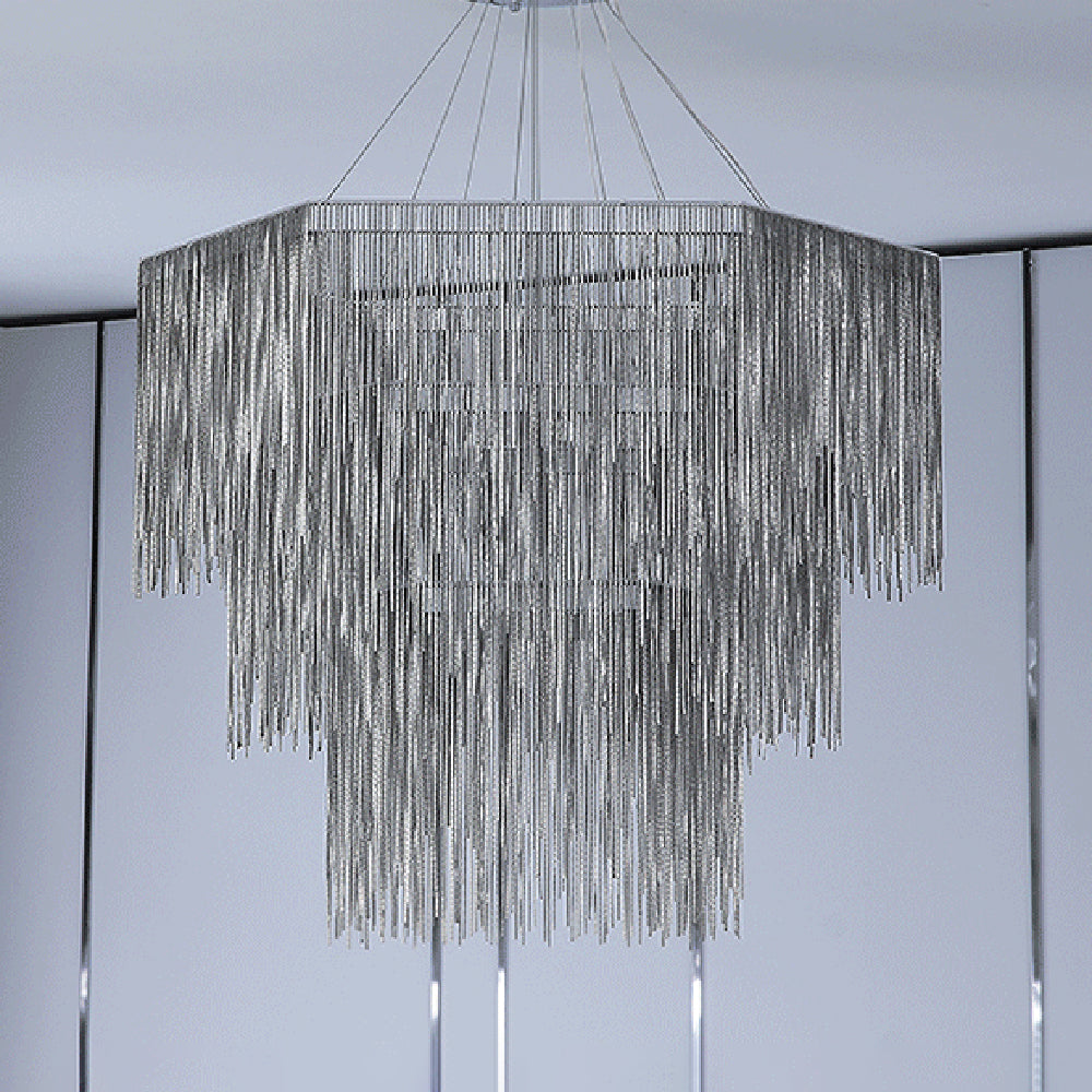 Colon Pendant Light Tassel Luxury, Chain Metal, Gold/Silver, Living Room - Lumpaz