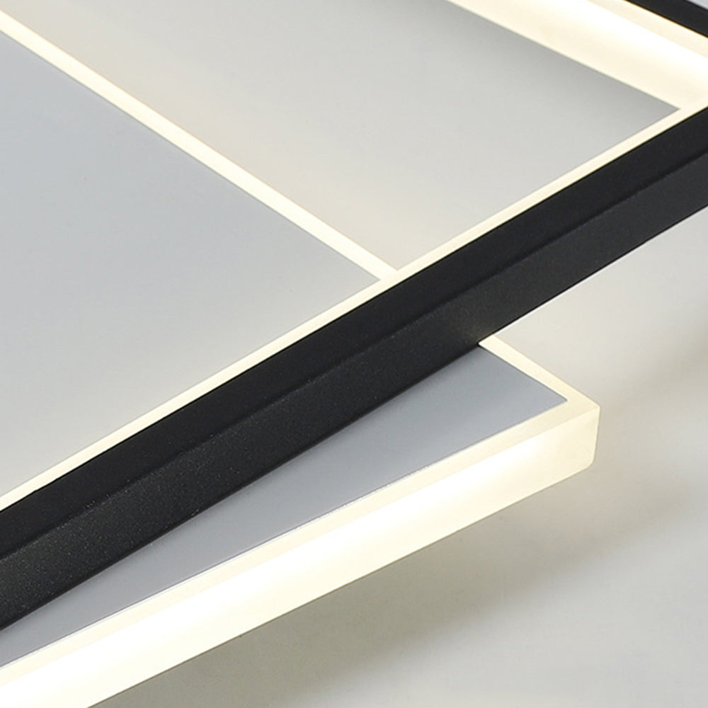 Quinn Modern Square/ Round Flush Mount Ceiling Light, Black with White - Lumpaz