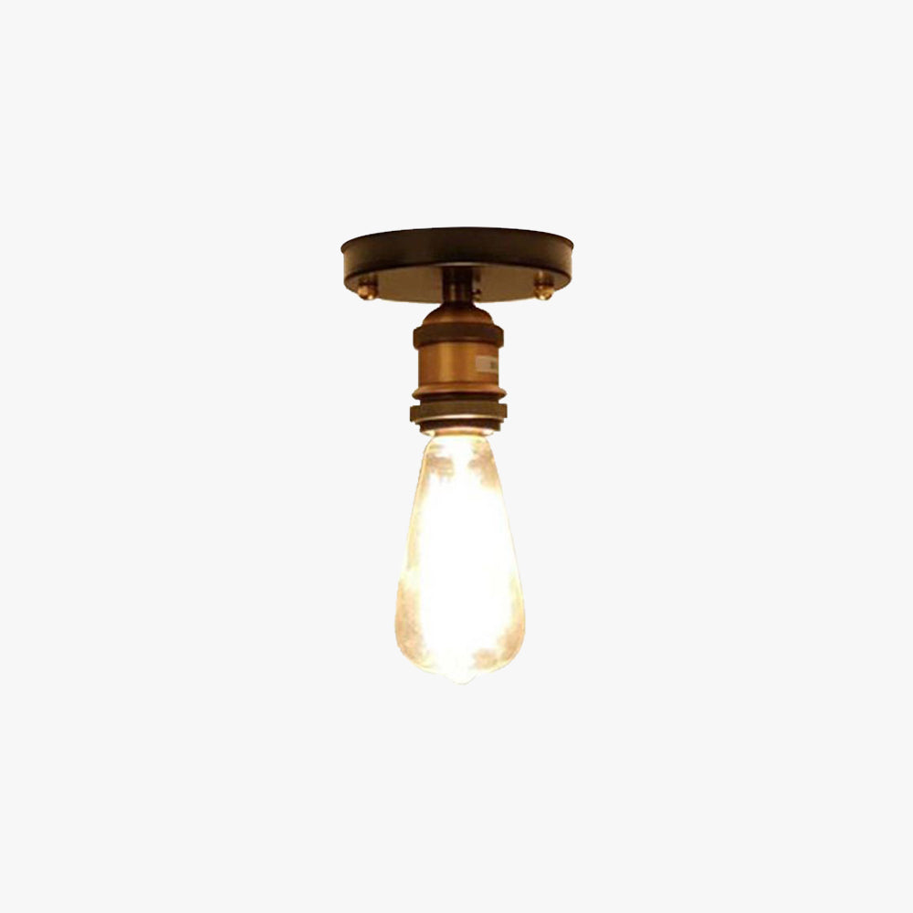 Alessio Retro Industrial Flush Mount Ceiling Light, Metal - Lumpaz