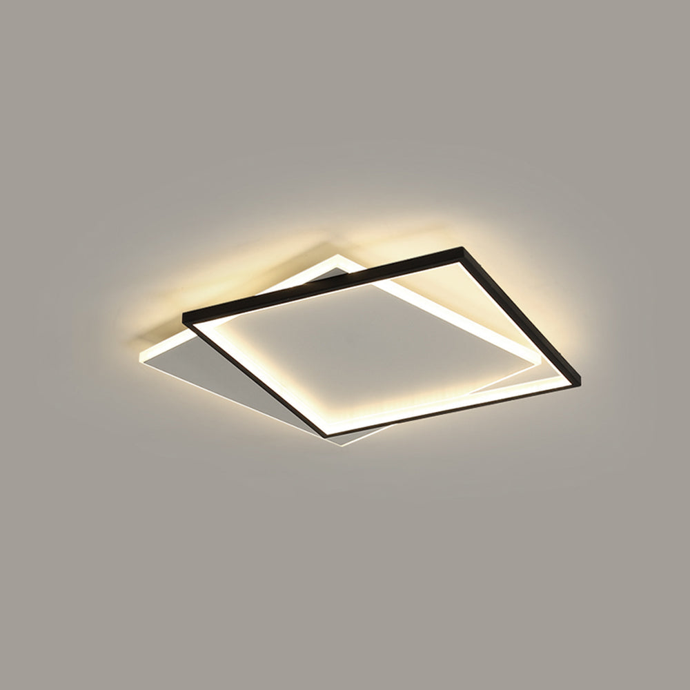Quinn Modern Square/ Round Flush Mount Ceiling Light, Black with White - Lumpaz