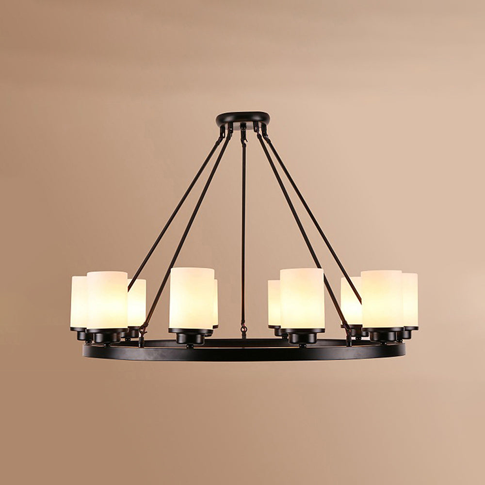 Alessio Retro Black Metal/Glass Chandelier for Living Room - Lumpaz