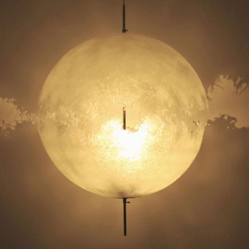 Elif Modern Moon Globe Metal Resinn Floor Lamp, Gold/Silver - Lumpaz