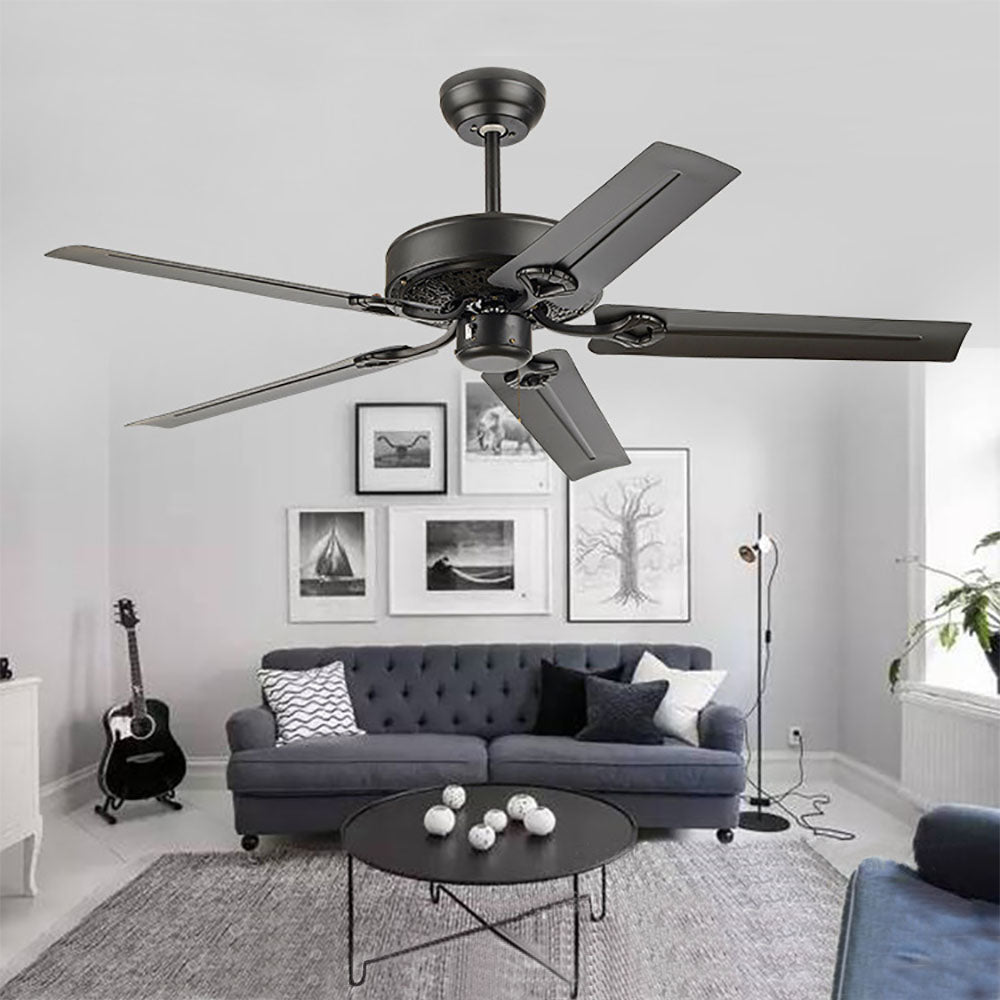 Alessio 5-Blade Industrial  DC Ceiling Fan, Black, Summer, 51'' - Lumpaz