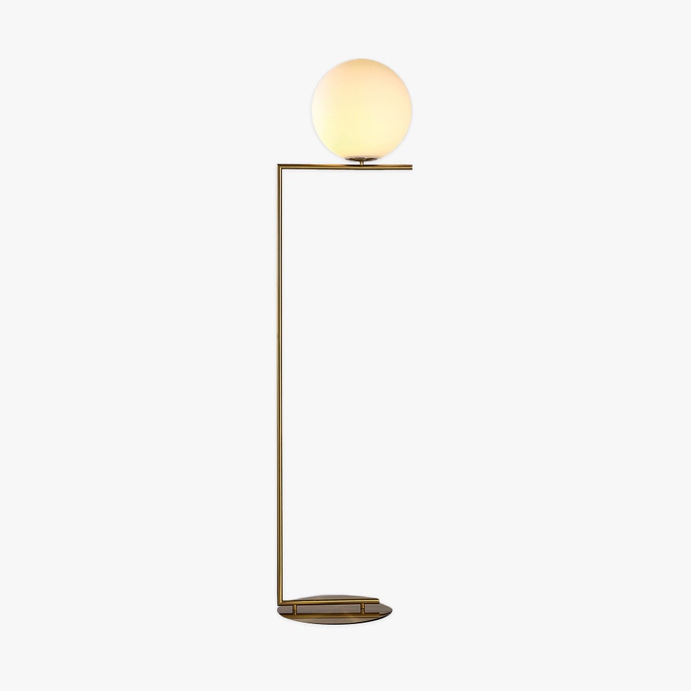 Valentina Modern Right Angle Globe Metal/Glass Standing Floor Lamp, Brass/Silver - Lumpaz