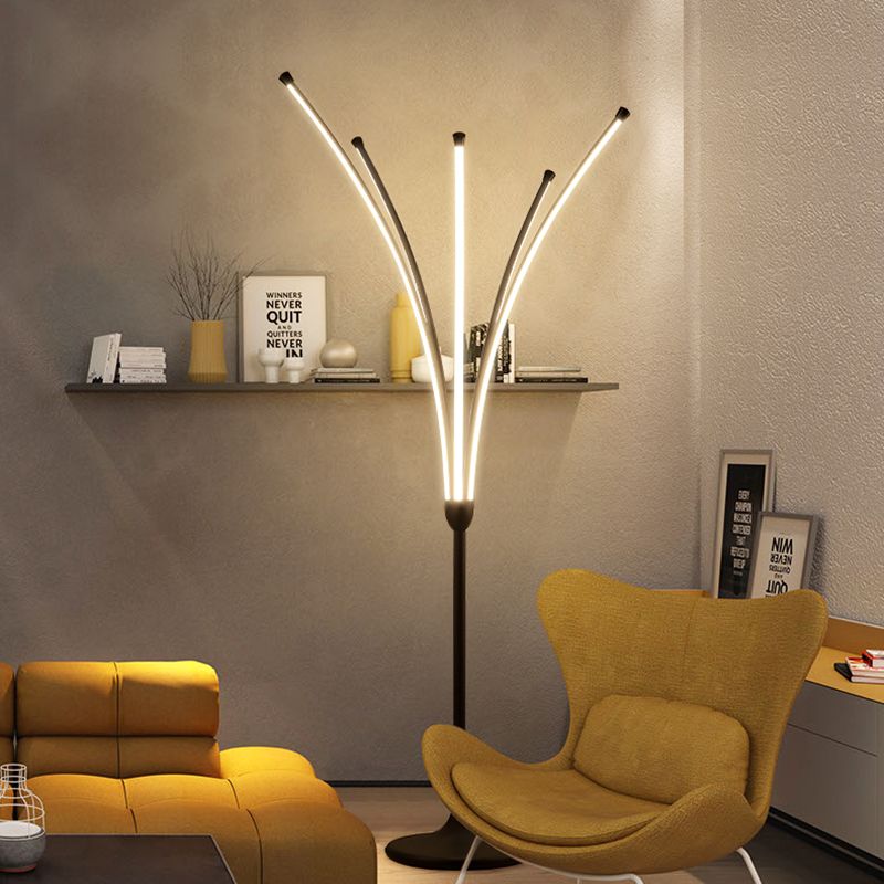 Edge Minimalist Designer Tree-Like Floor Lamp, Metal/Acrylic - Lumpaz