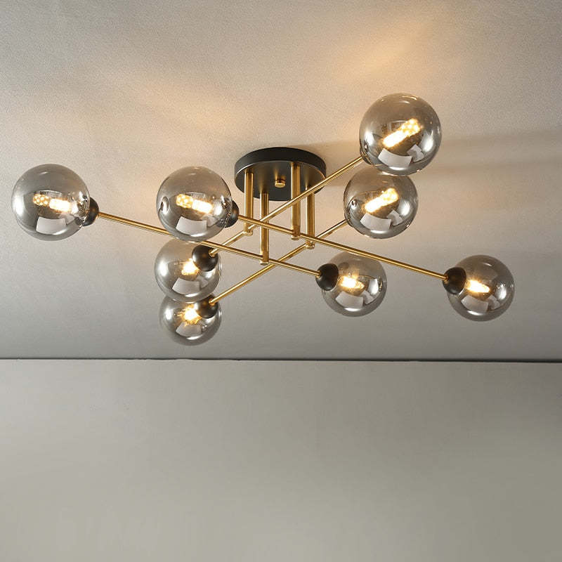 Valentina Industrial Glass Globe Chandelier LED, 6 Style - Lumpaz