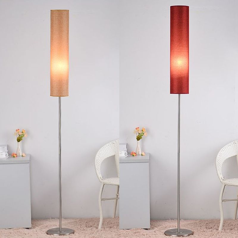 Renée Modern Cylinder Fabric Metal Floor Lamp, White/Red/Brown/Coffee - Lumpaz