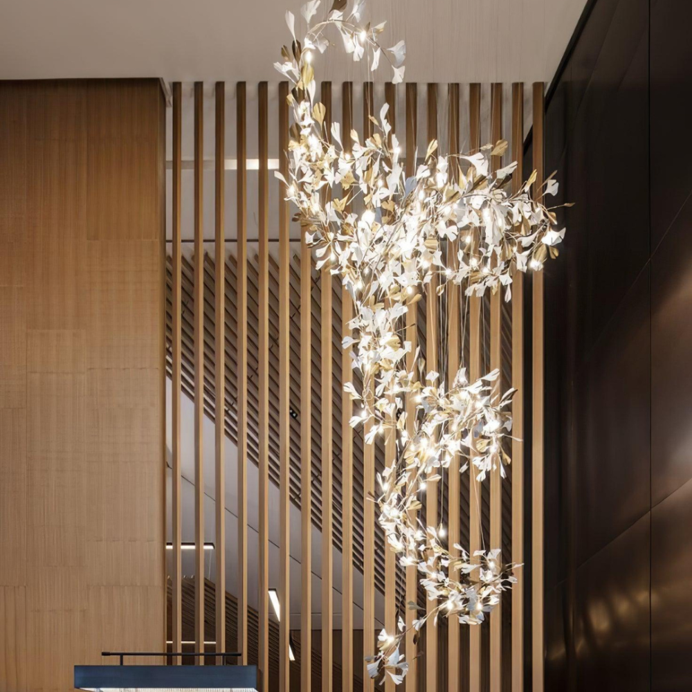 Olivia Modern Leaf Chandelier Metal/Ceramic Bedroom/Living Room - Lumpaz