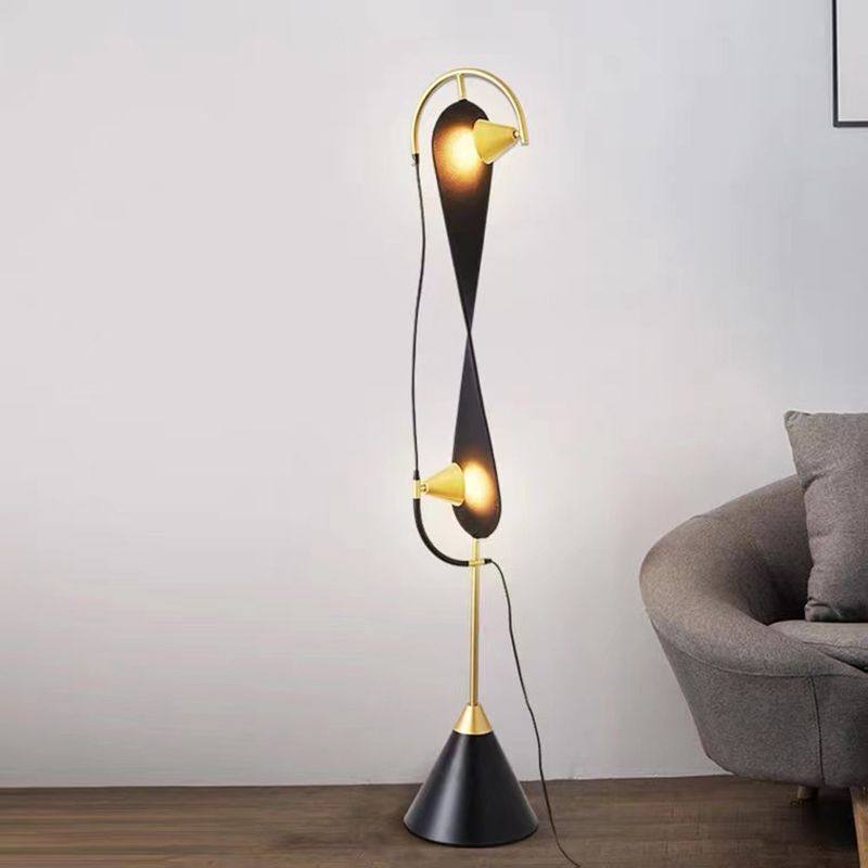 Salgado Modern Minimalist Geometric Metal Floor Lamp, Black - Lumpaz