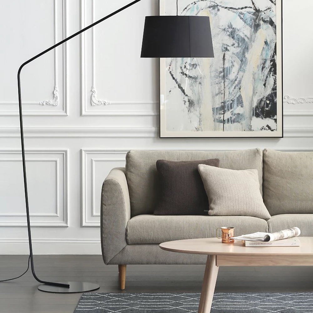 Salgado Black Floor Lamp 3 Color Temperature Switchable, Artificial Fabric & Metal - Lumpaz