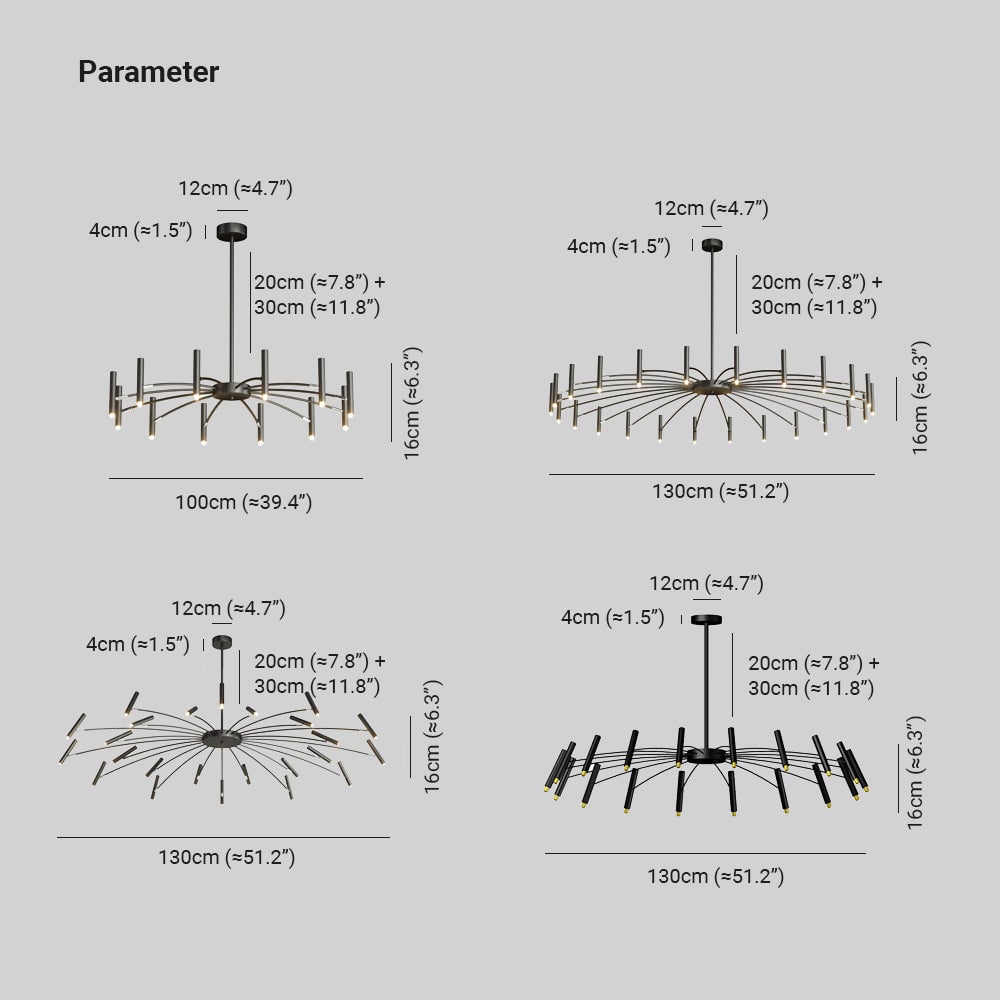 Evette Modern Blown Linear Metal Chandelier, White/Black - Lumpaz