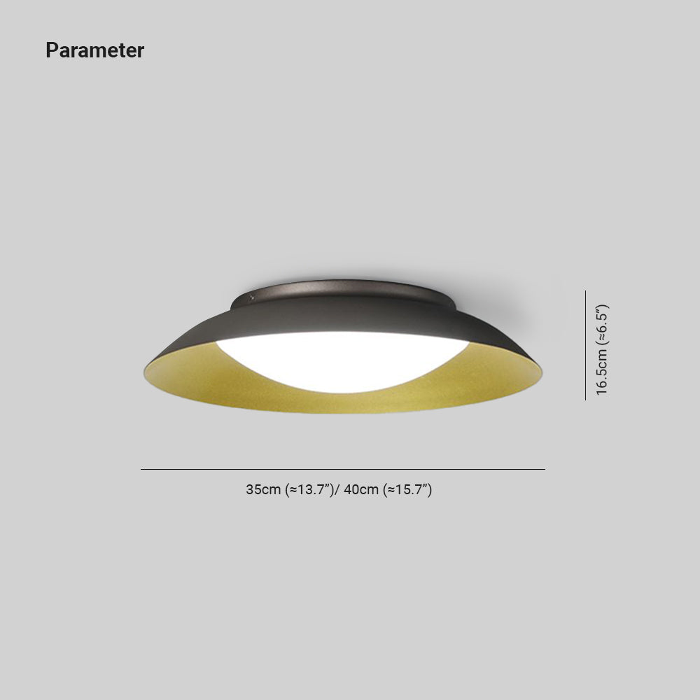 Carins Round Metal Flush Mount Ceiling Light, Brass - Lumpaz