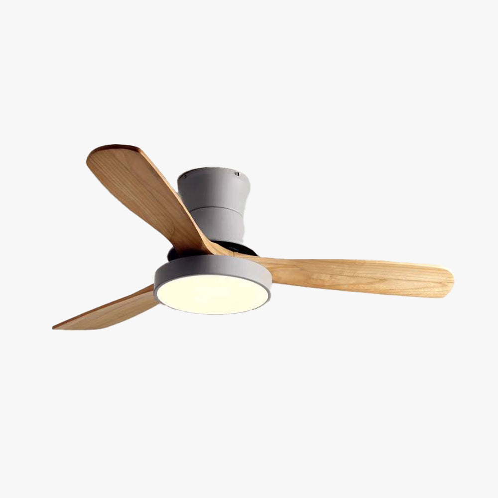 Walters 3-Blade White & Gray Ceiling Fan with Light, Metal & Wood, DIA 52'' - Lumpaz