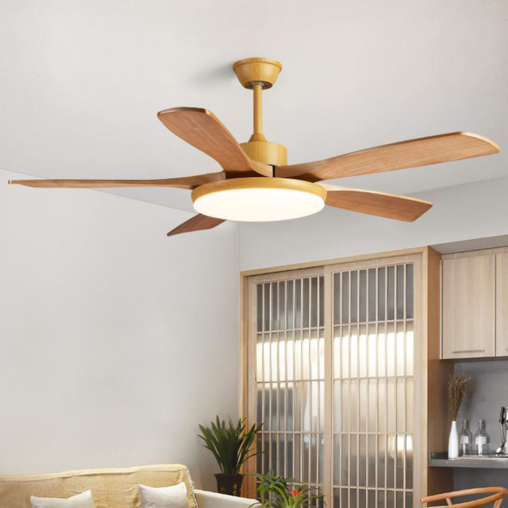 Haydn 5-Blade DC Ceiling Fan with Light, Summer, Black & Wood, 52'' - Lumpaz
