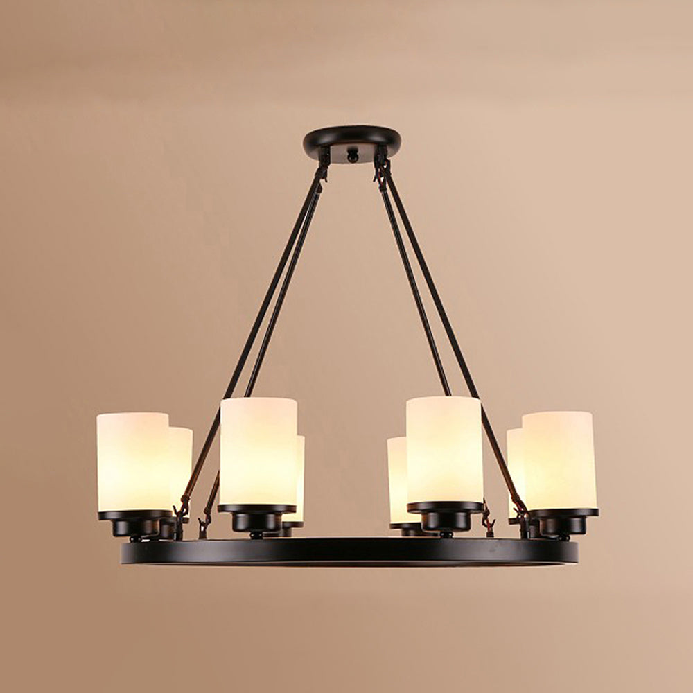 Alessio Retro Black Metal/Glass Chandelier for Living Room - Lumpaz