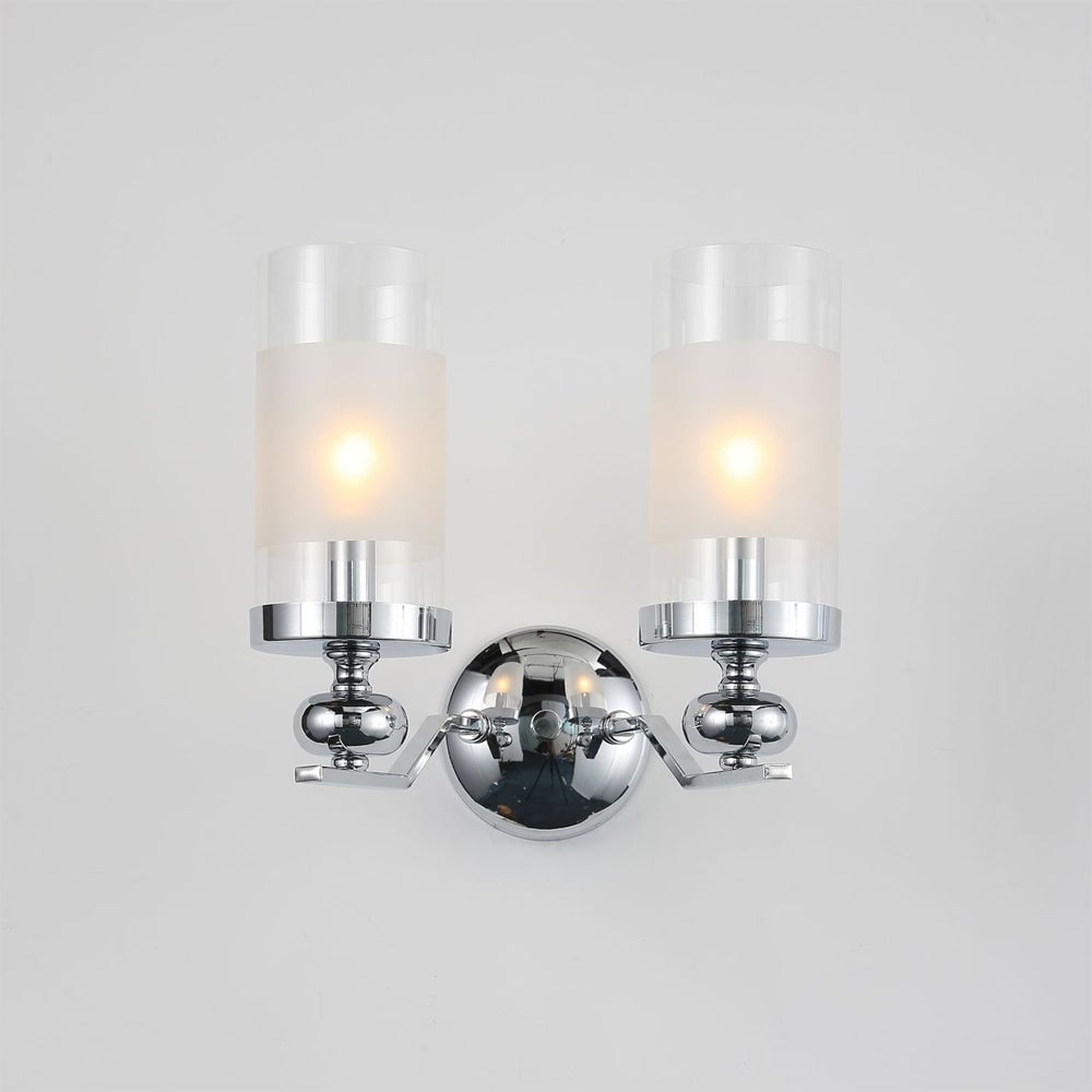 Alessio Retro Silver Metal/Glass Chandelier/Wall Lamp, Living Room - Lumpaz