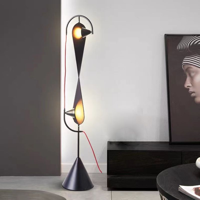 Salgado Modern Minimalist Geometric Metal Floor Lamp, Black - Lumpaz