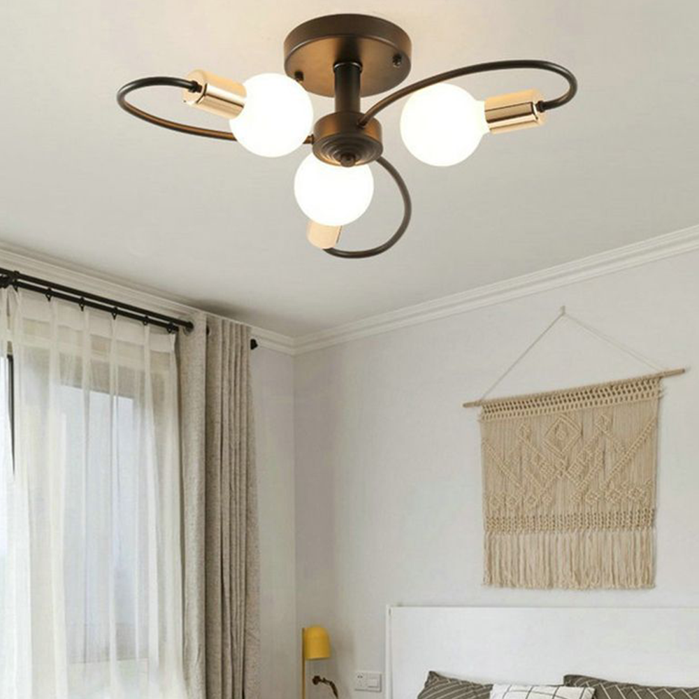 Valentina Modern Metal Flush Mount Ceiling Light, Black/Gold - Lumpaz