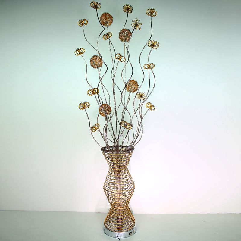 Bella Scandinavian Style Art Deco Handmade Metal Vase Gold Floor Lamp - Lumpaz