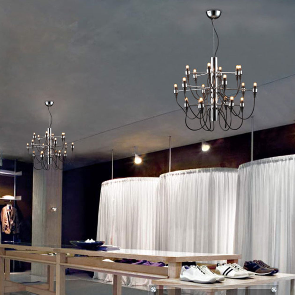 Alessio Retro Linear Metal Chandelier, Black - Lumpaz