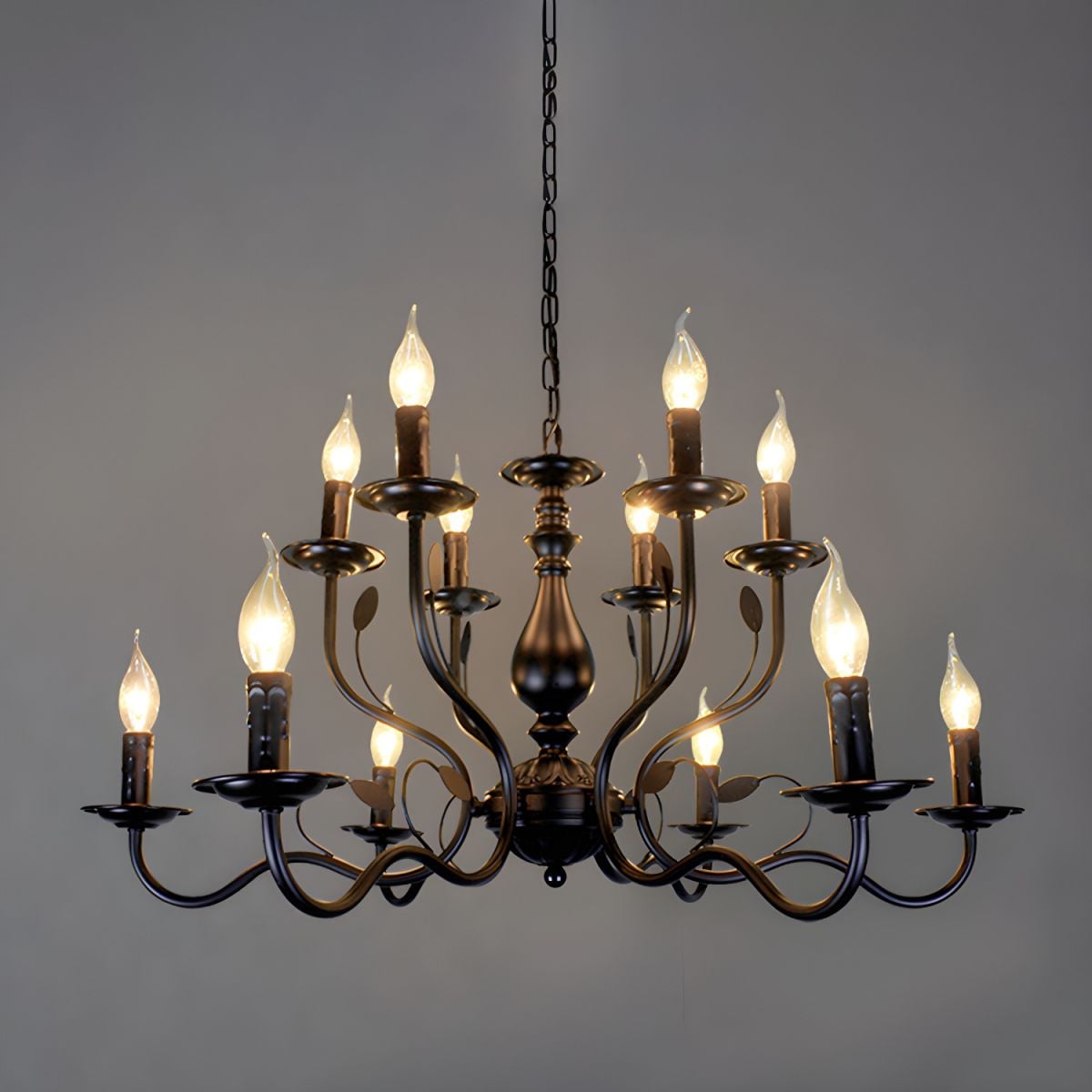 Silva Transitional Candle Chain Chandelier, Black - Lumpaz