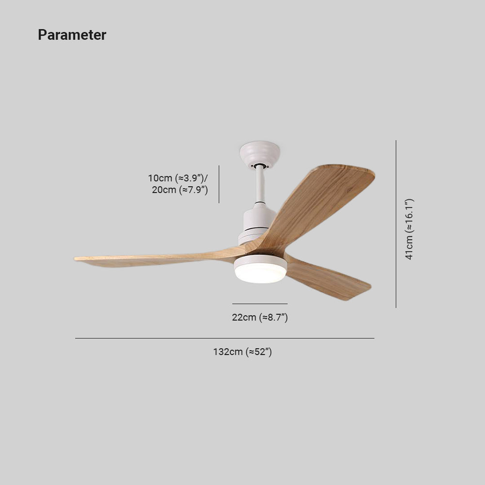 Ozawa 3-Blade Ceiling Fan with Light, DIA 52'' - Lumpaz
