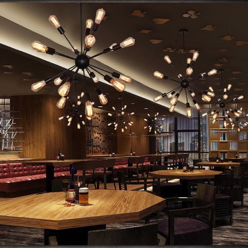 Alessio Industrial Chandelier Black Restaurant Dining Room Metal - Lumpaz