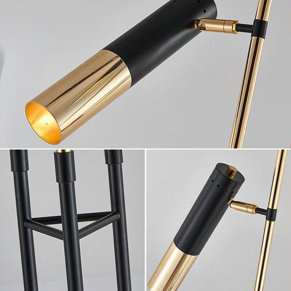 Salgado Modern Tall Metal 3 Bulb Floor Lamp, Black - Lumpaz