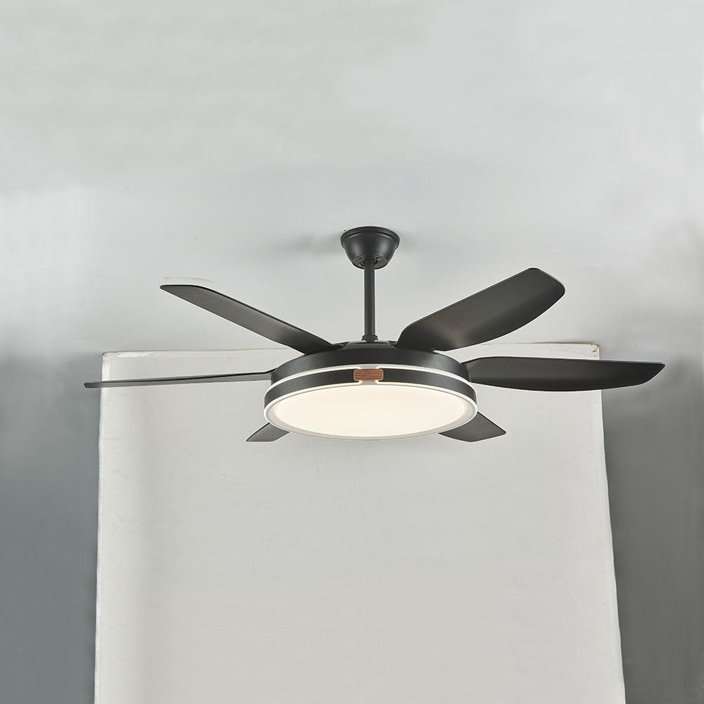 Haydn Modern 6-Blade DC Ceiling Fan with Light, White, 51'' - Lumpaz