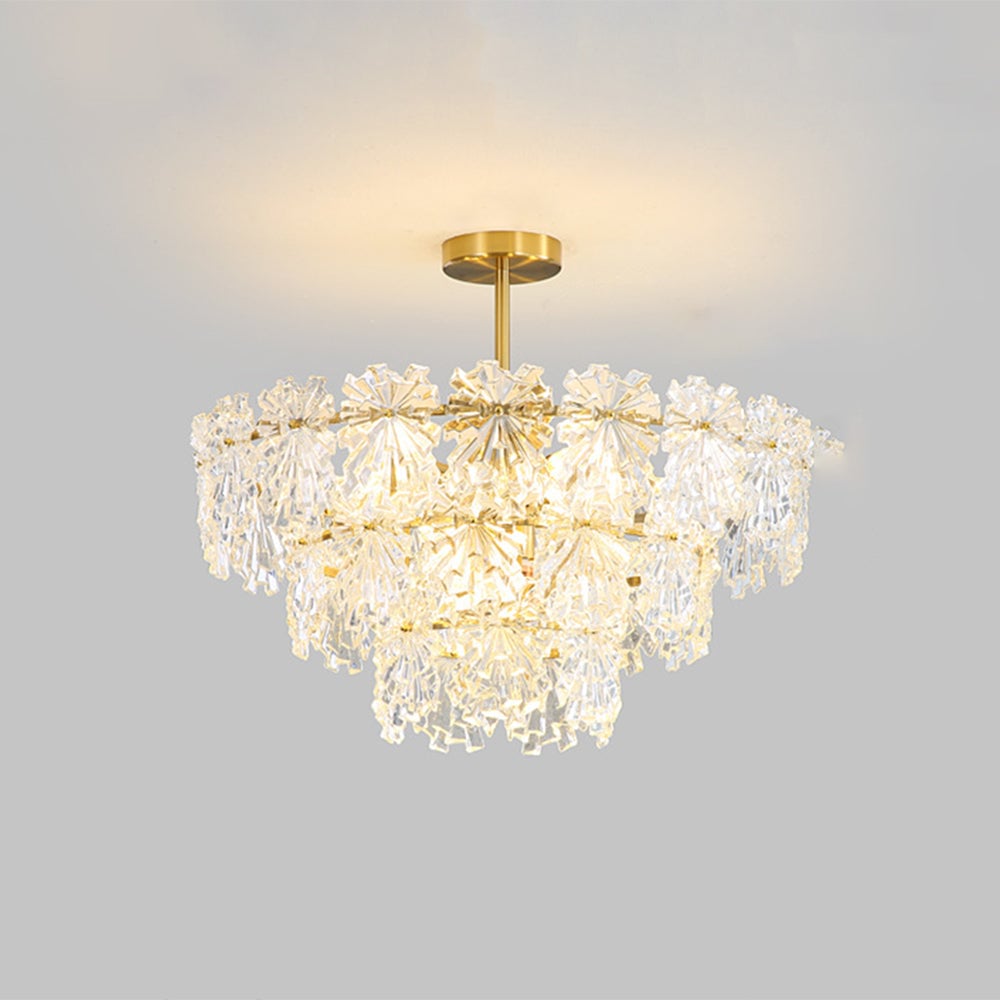 Marilyn Elegant Gold Pendant Light 3 Rings, Metal/Glass - Lumpaz