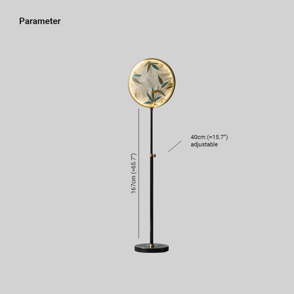 Jade Zen Artistic Circle Floor Lamp, Metal/Glass - Lumpaz