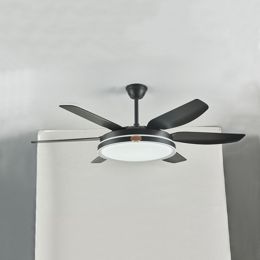 Haydn Modern 6-Blade DC Ceiling Fan with Light, White, 51'' - Lumpaz