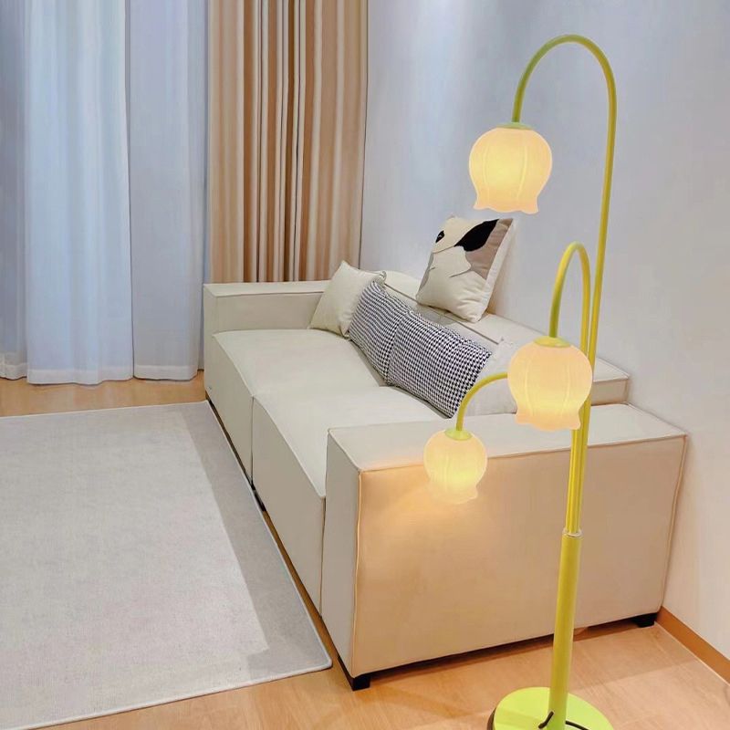 Lily Art Deco Dome Metal Glass Floor Lamp - Lumpaz