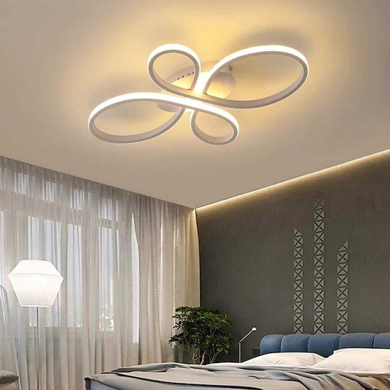 Lacey Modern LED Multi Rings Flush Mount Ceiling Light Brown/White - Lumpaz