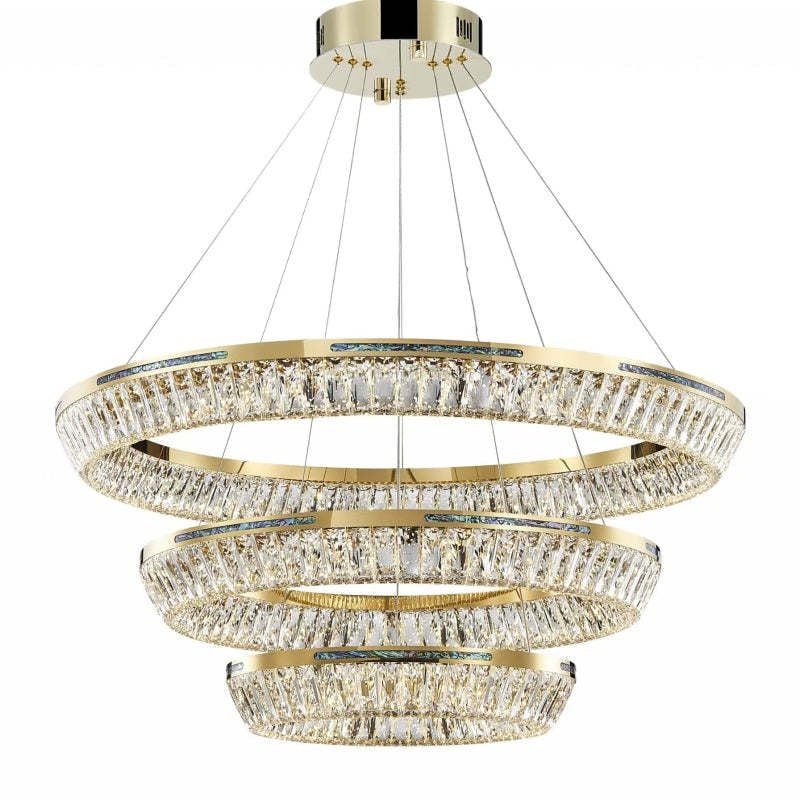 Marilyn Modern Luxury Crystal Gold Chandelier, Tri-Circle - Lumpaz