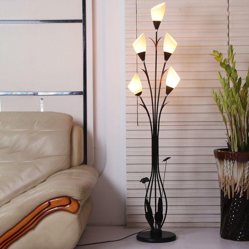 Bella Flower Branching Black Floor Lamp, Living Room - Lumpaz