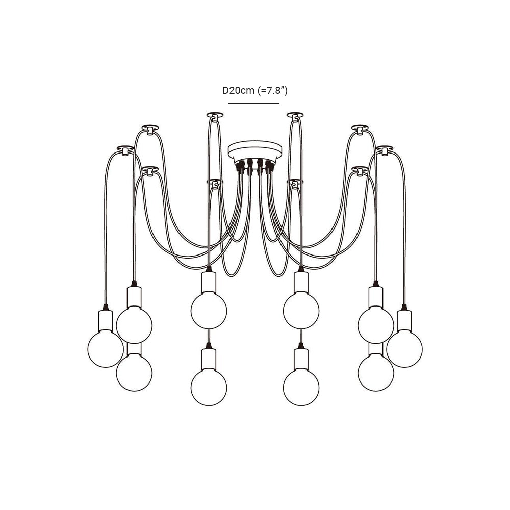 Alessio Retro Country LED Spider Chandelier, Black/White - Lumpaz