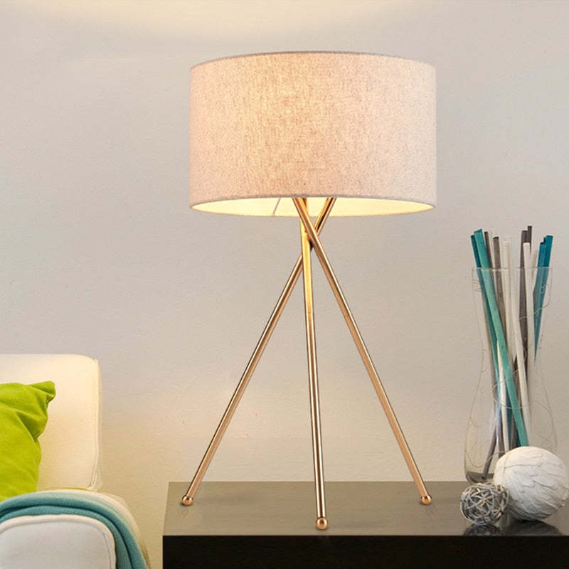Baines Modern Tripod Floor & Table Lamp, Fabric - Lumpaz