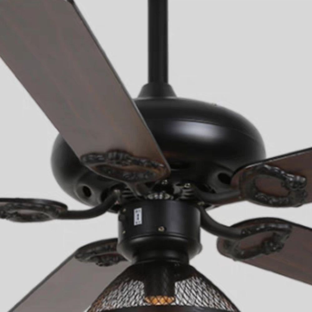 Alessio Industrial 5-Blade Black Ceiling Fan with Light, 4 Style, DIA 42.1'' - Lumpaz