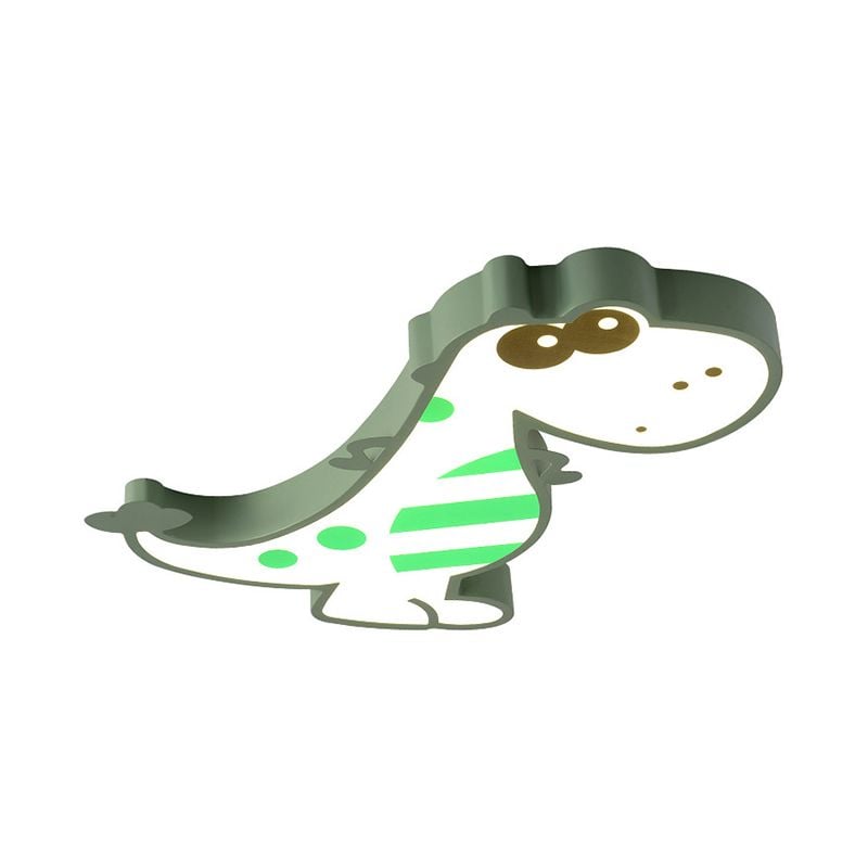 Freja Modern Cute Dragon Acrylic Children Flush Mount Ceiling Light, Green/Pink - Lumpaz
