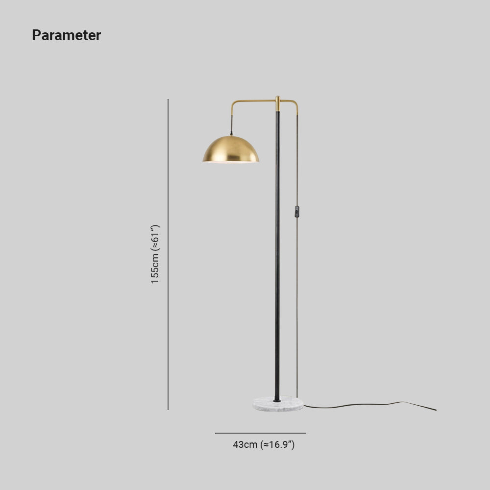 Carins Modern Metal Floor Lamp, Gold, Living Room - Lumpaz