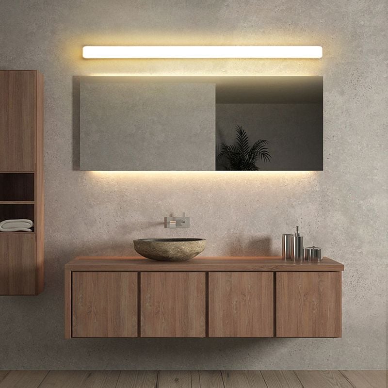 Edge Simple White Bar Mirror Front Vanity Wall Lamp, Acrylic - Lumpaz