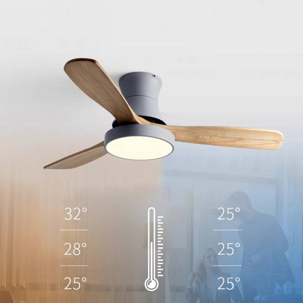 Walters 3-Blade White & Gray Ceiling Fan with Light, Metal & Wood, DIA 52'' - Lumpaz
