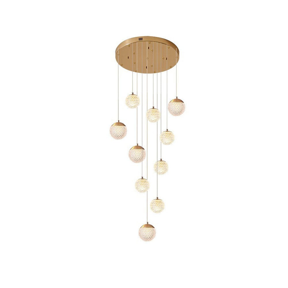 Jibril Multi Staircase Modern Art Deco Pendant Light, Gold - Lumpaz