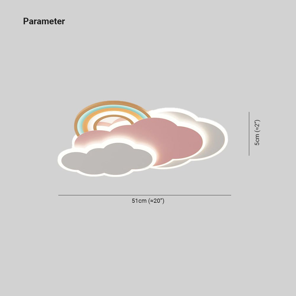 Minori Modern Cloud/Rainbow Metal/Acrylic Flush Mount Ceiling Light Pink/White - Lumpaz